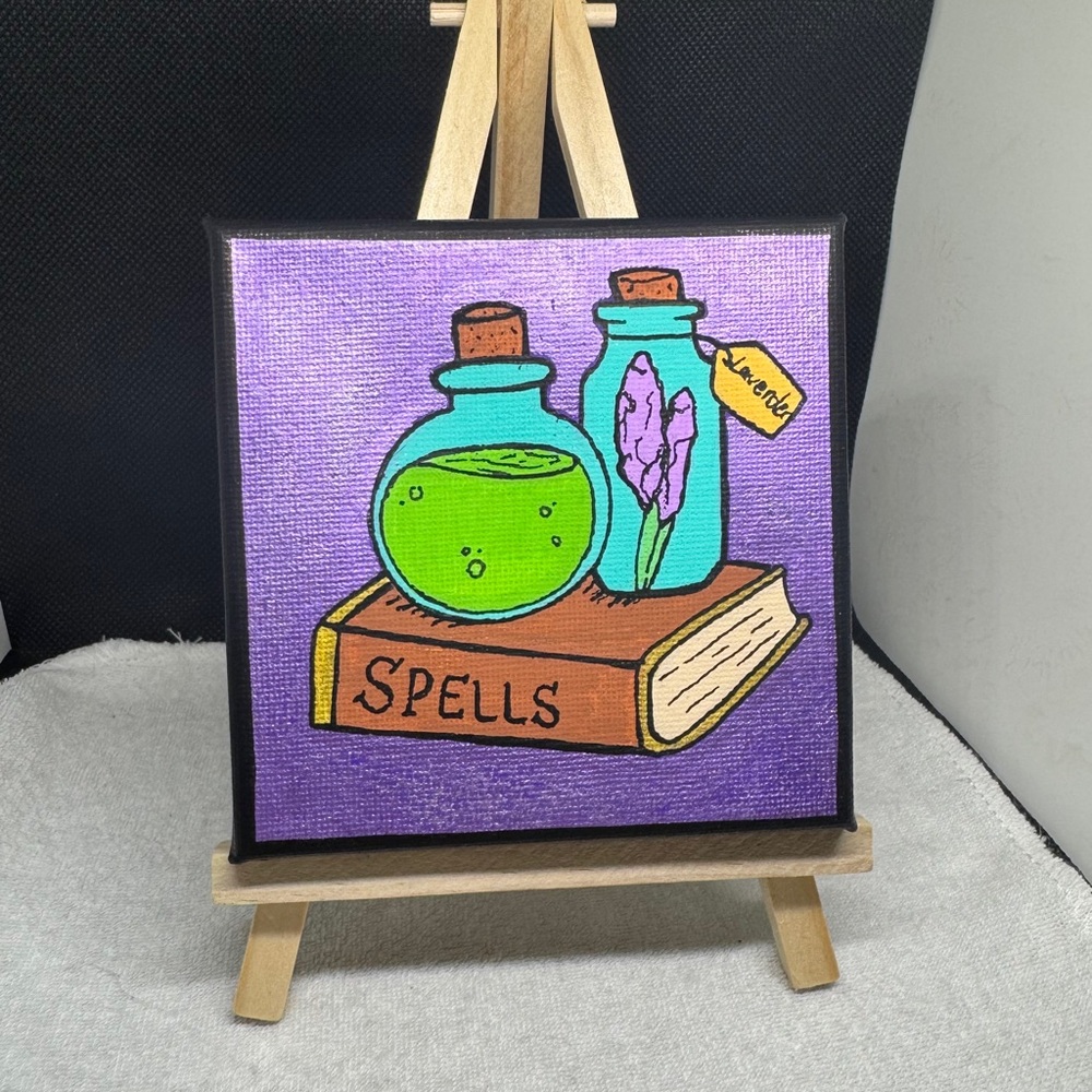 Purple Canvas Art with Potion Bottles